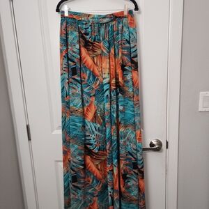5/$30 Fashion Nova Tropical Print Floral Maxi Sheer Skirt Size xlarge